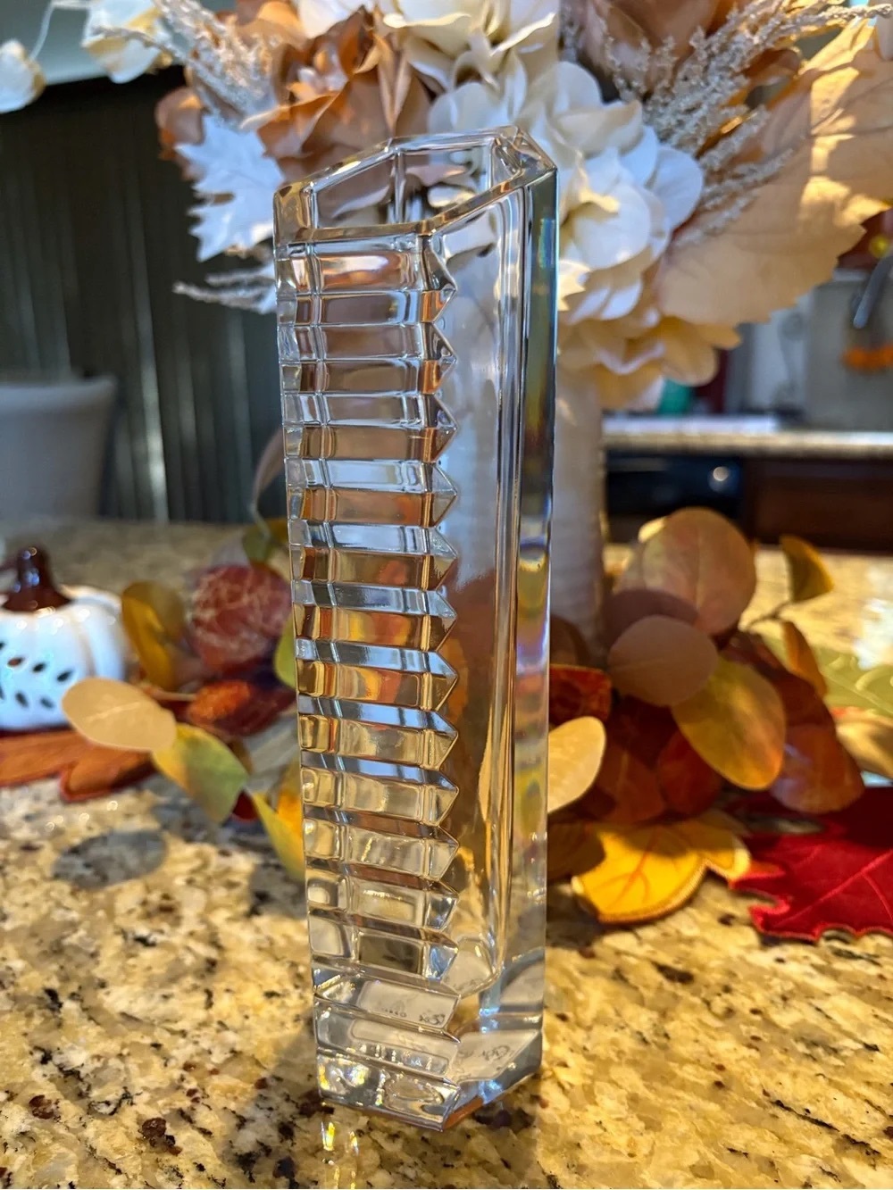Clear Crystal Hexagonal Decorative Vase - Clear - Picture 2 of 3